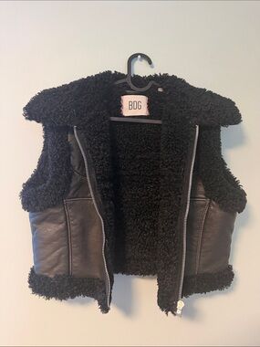 BDG Black Faux Shearling & Faux Leather Kids Vest